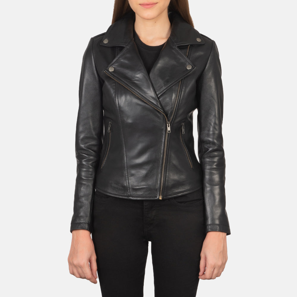 Women s Flashback Black Leather Biker Jacket The Jacket Maker