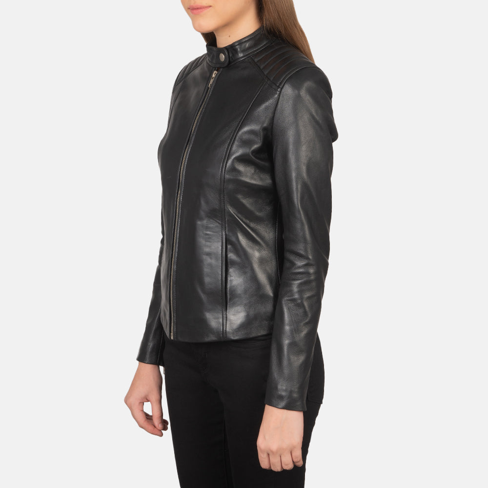 Women s Kelsee Black Leather Biker Jacket The Jacket Maker