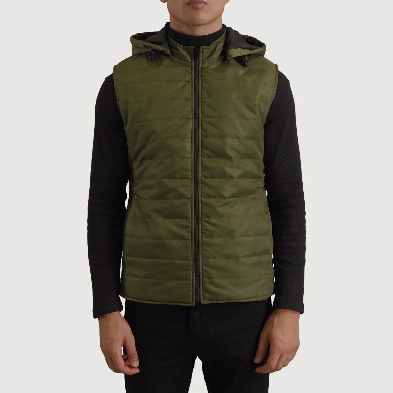 Carlo Green Hooded Puffer Vest For Men The Jacket Maker