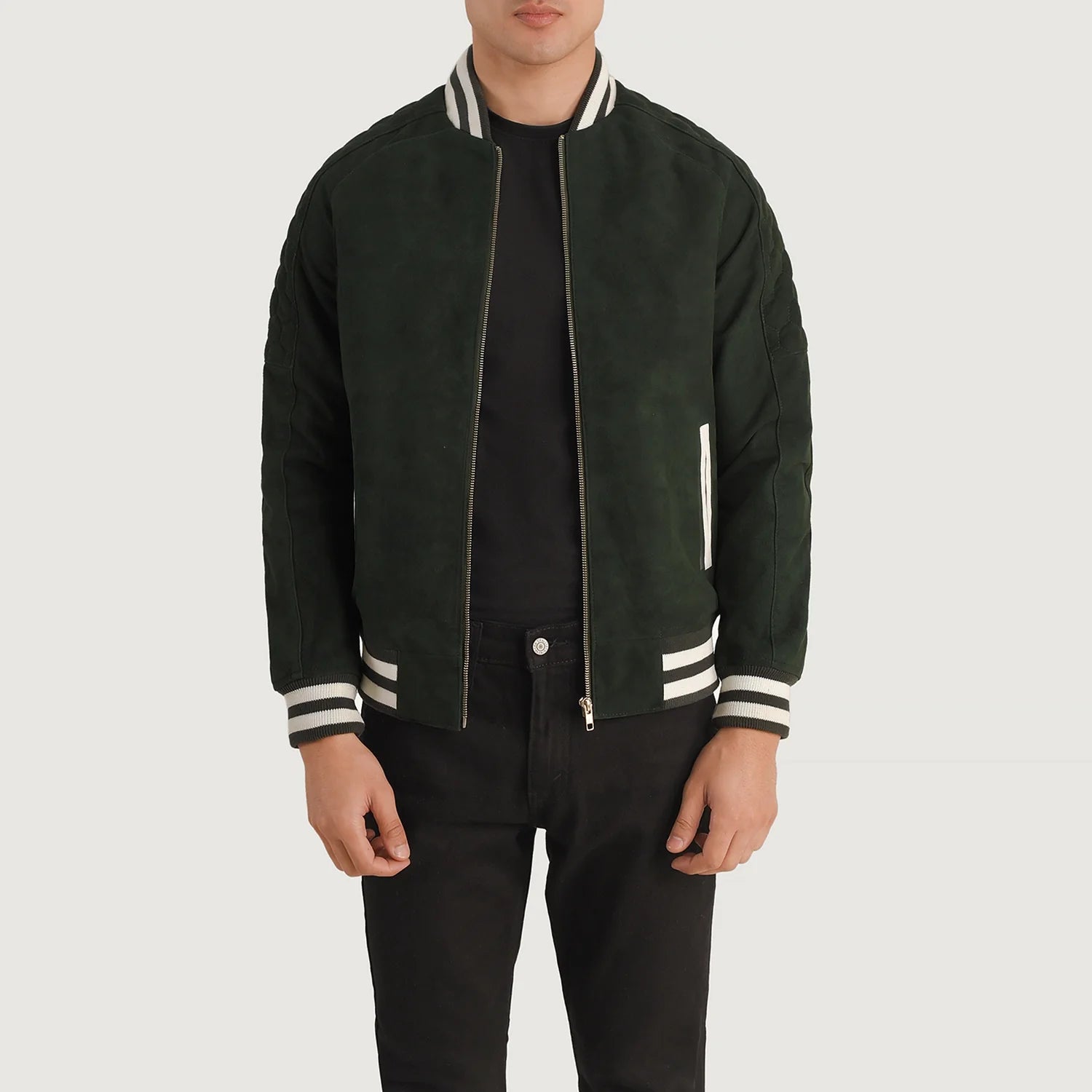 Pascal Green Suede Varsity Jacket For Men The Jacket Maker