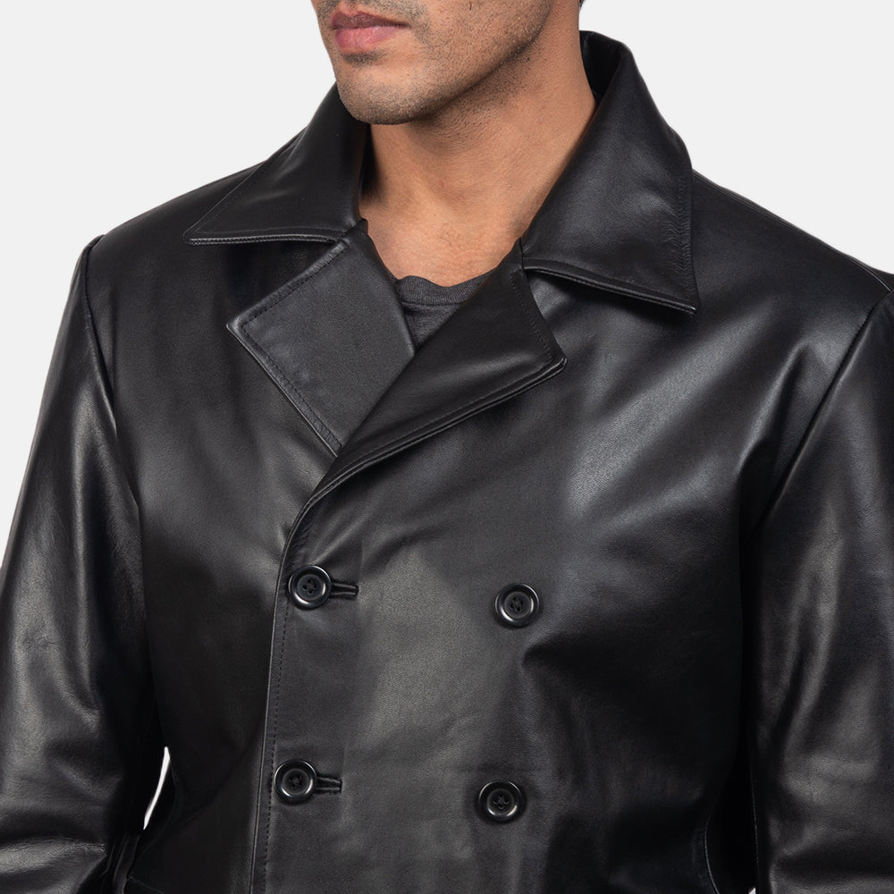 Men's Bailey Black Leather Naval Peacoat – The Jacket Maker