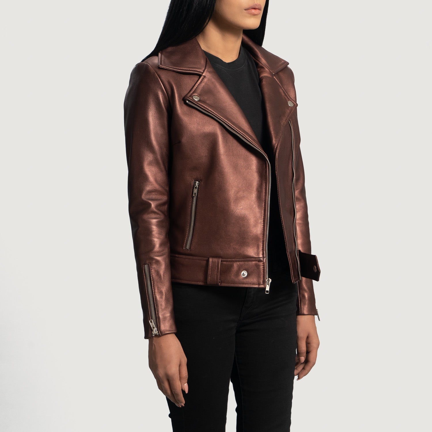 Burgundy leather moto jacket women's online