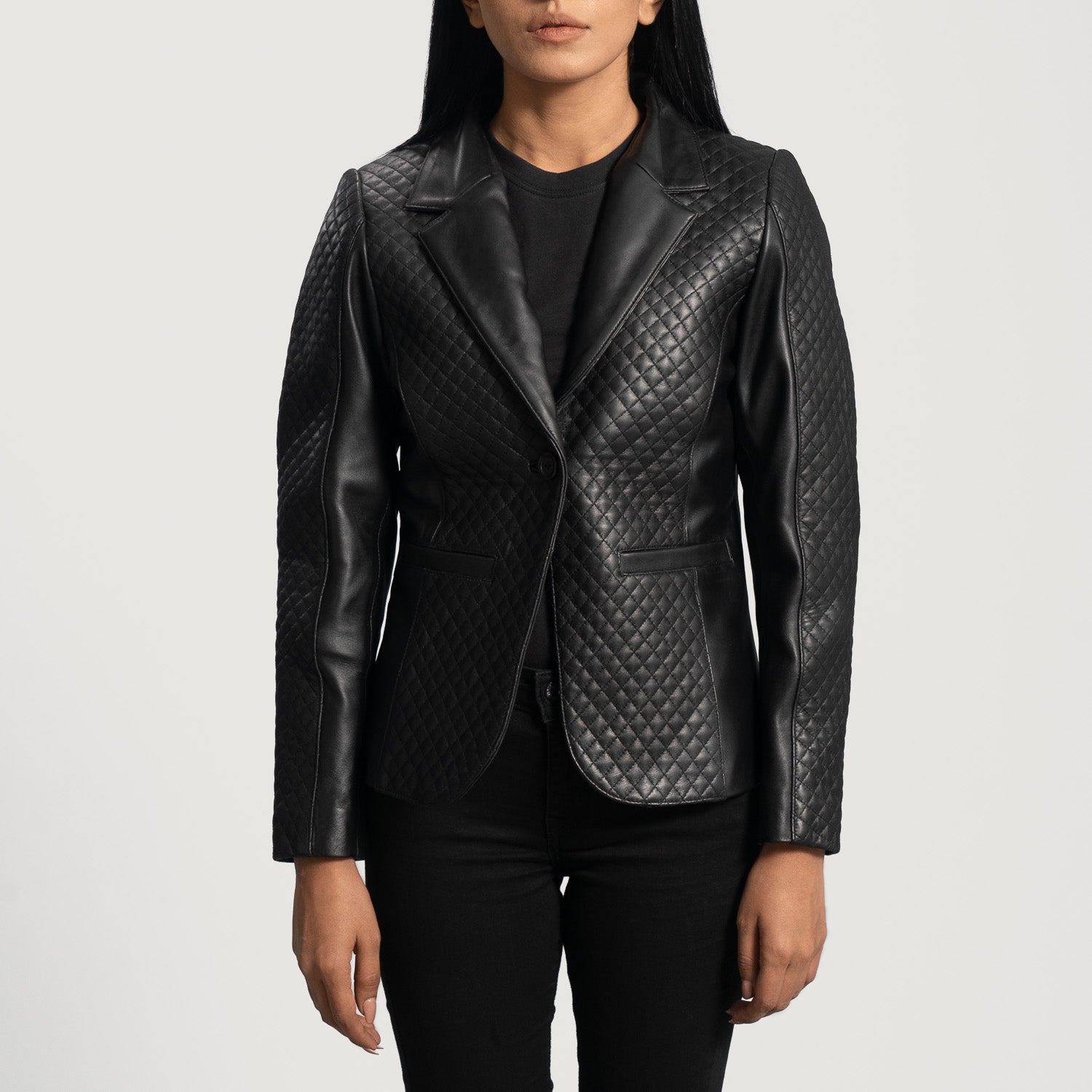 Women's Cora Quilted Black Leather Blazer – The Jacket Maker