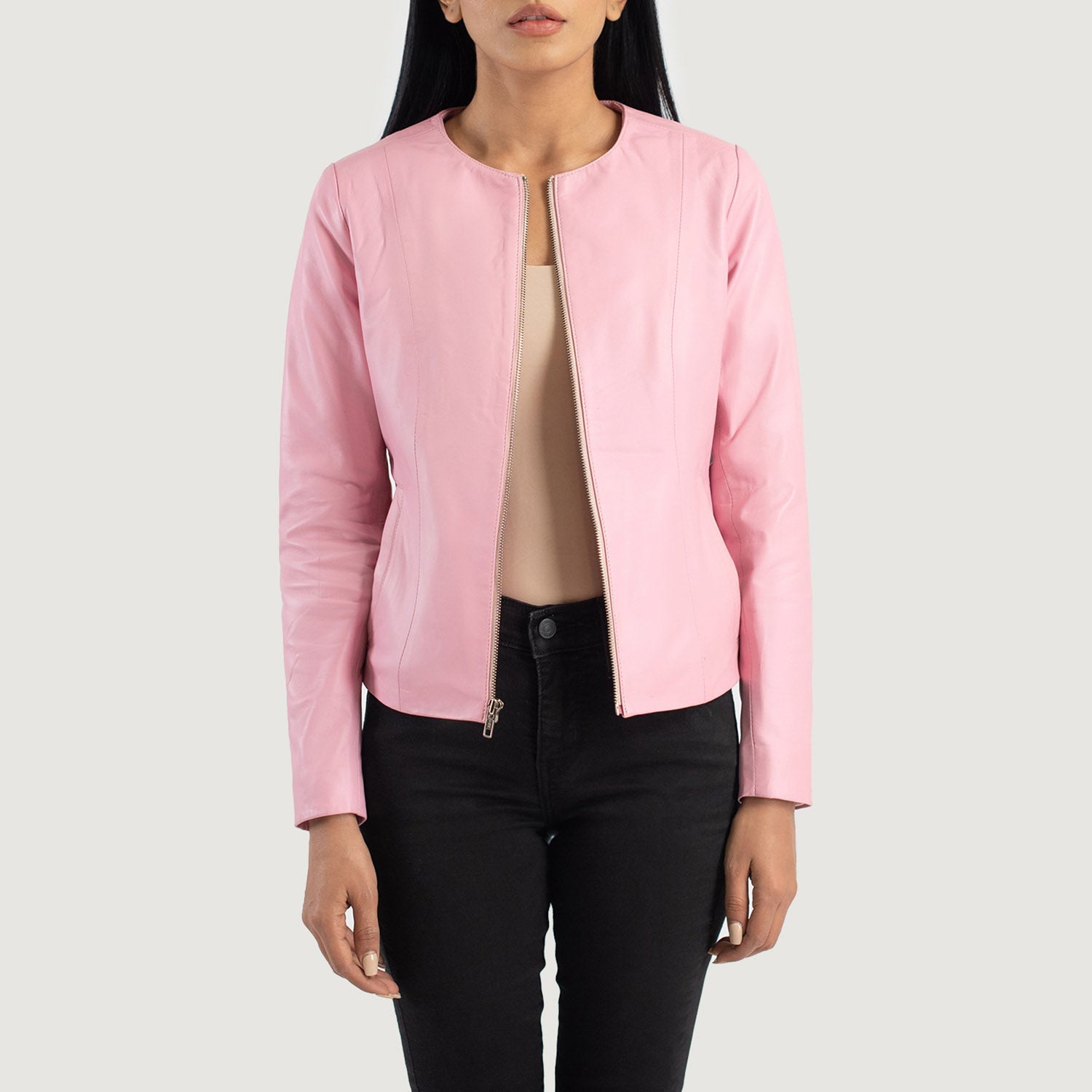 Pink leather jacket nz deals