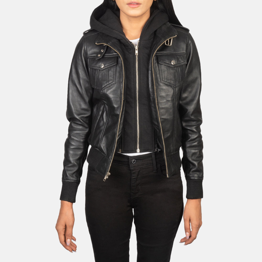 Hooded biker jacket womens new arrivals