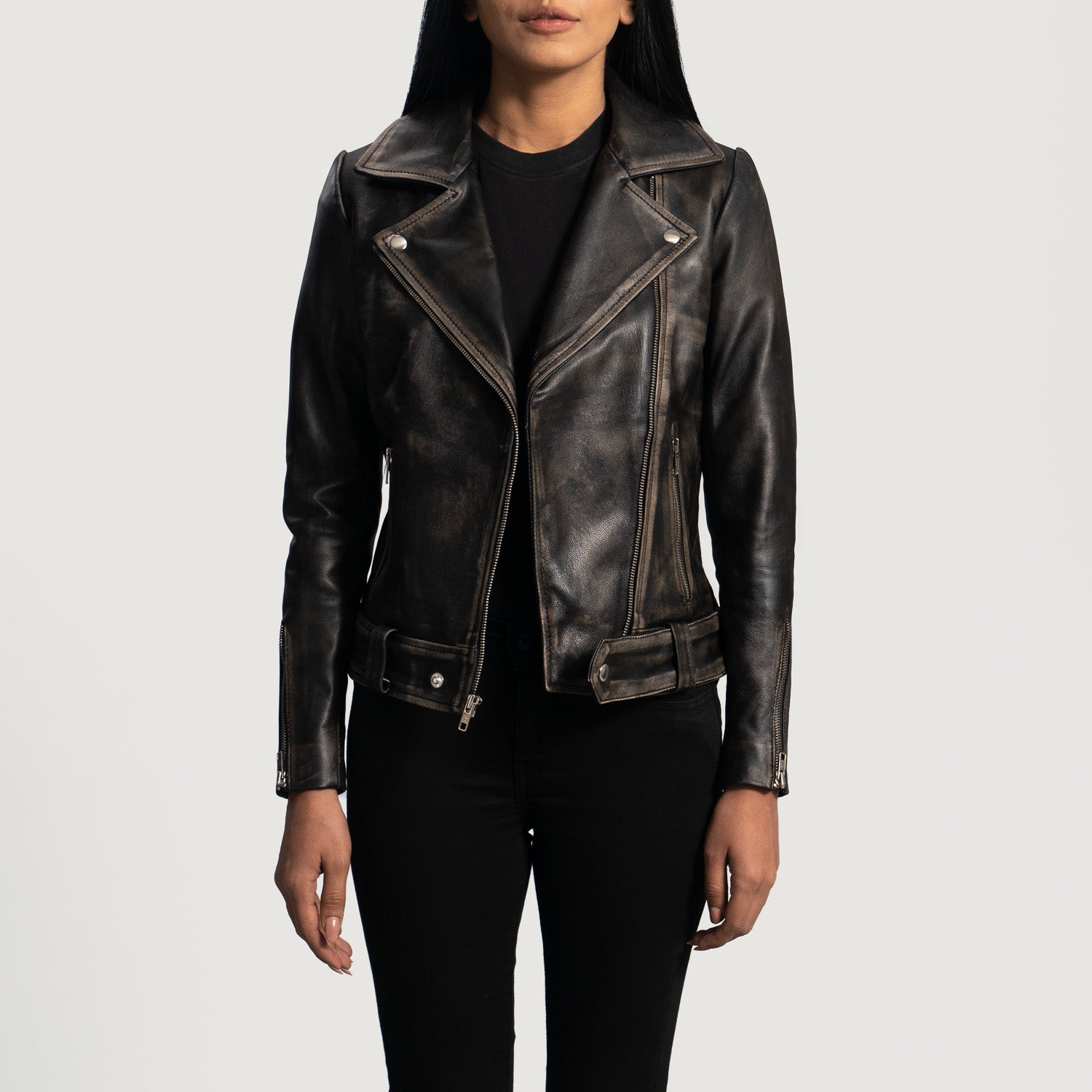 Womens leather biker jacket nz cheap