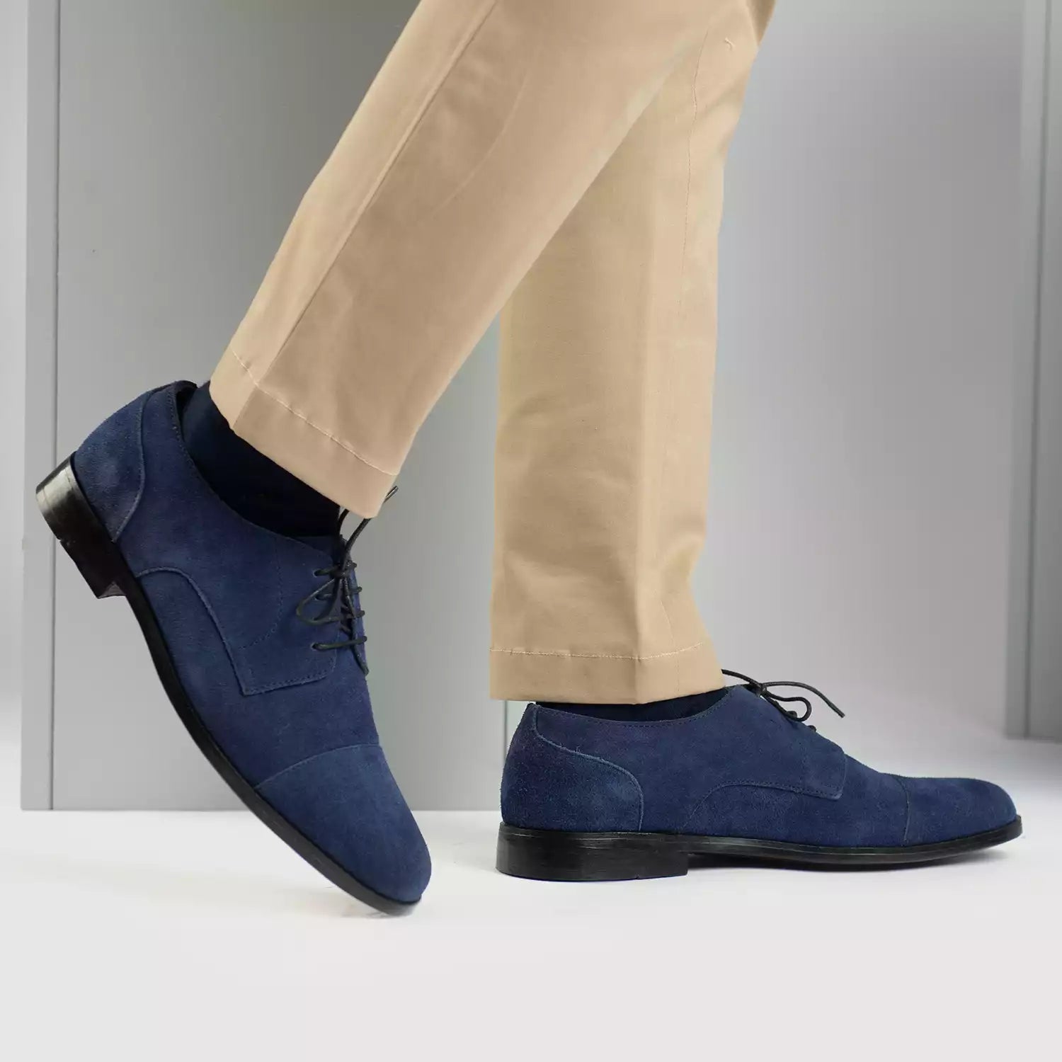 Blue suede derby shoes hot sale