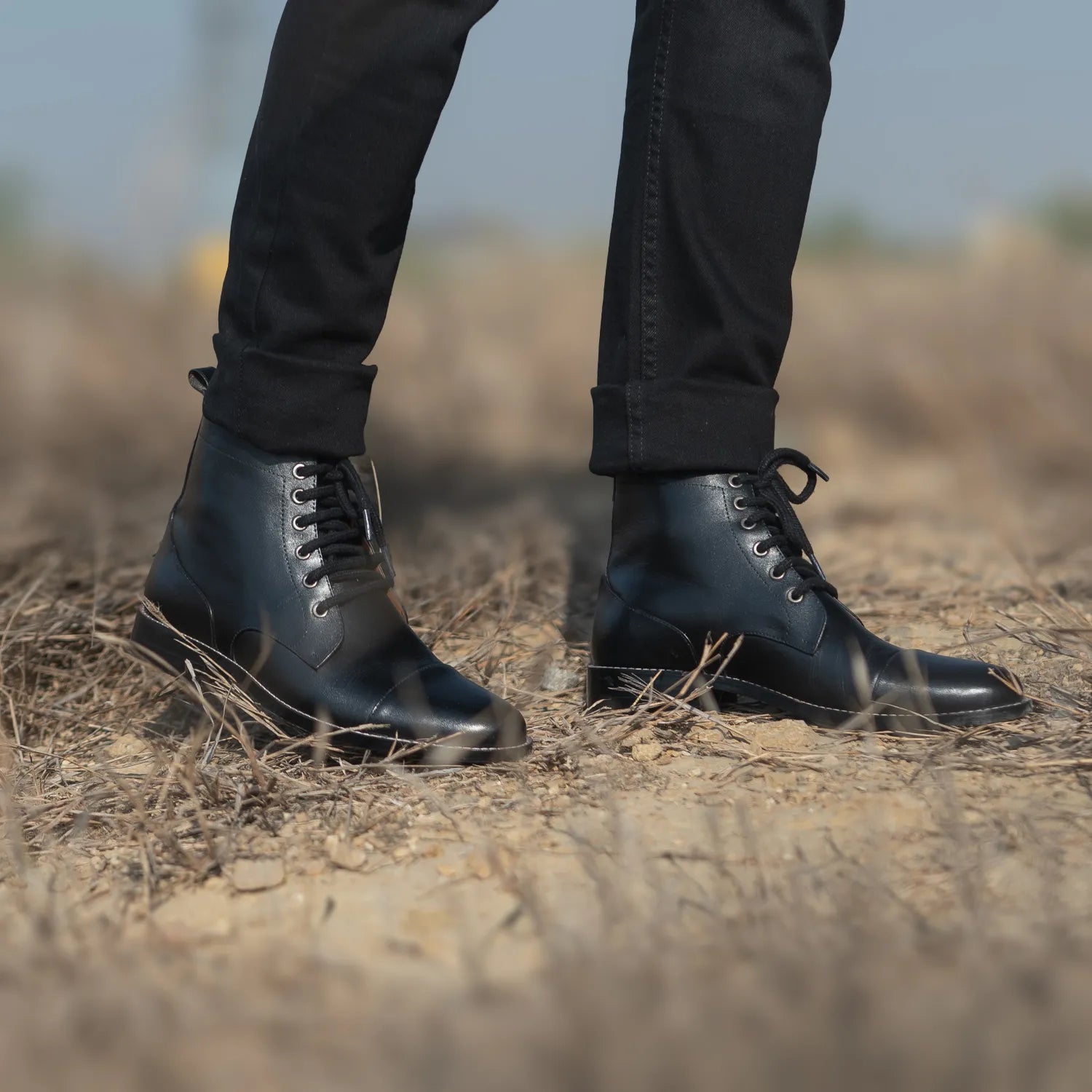Male black leather boots outlet