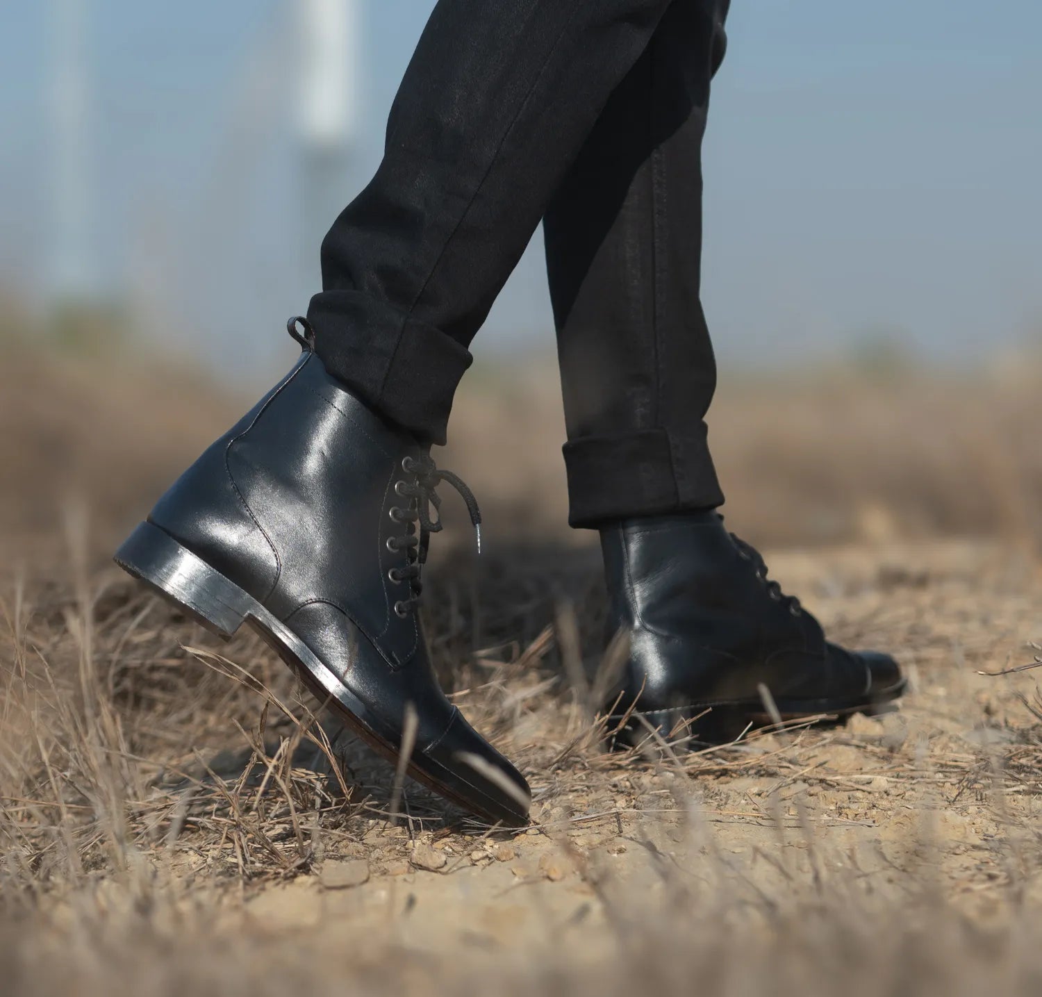 Men's Knight Derby Black Leather Boots – The Jacket Maker