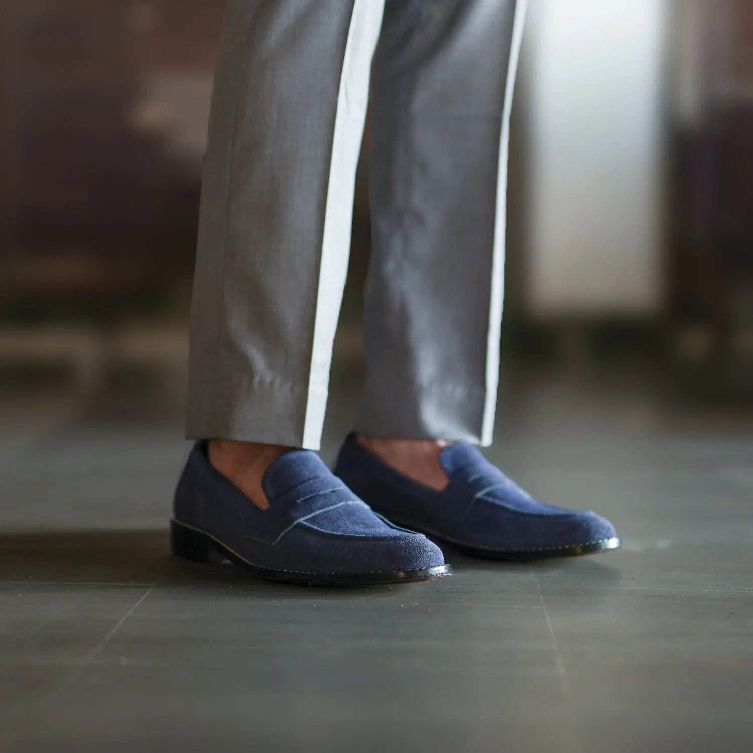 Blue Loafers With Jeans Airmotion Blue Suede Loafers From Caprice