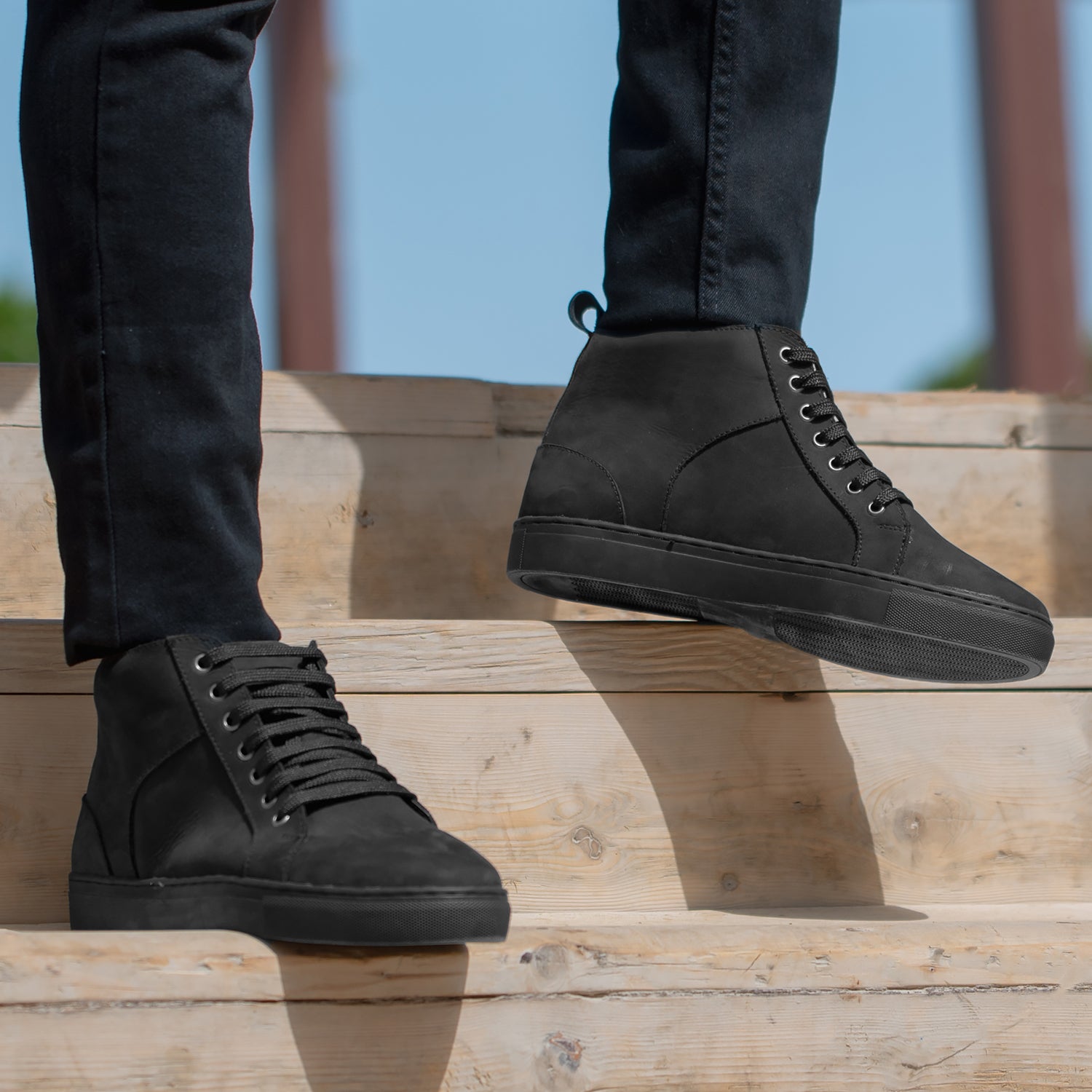Men s Marty High Top Black Nubuck Sneakers The Jacket Maker