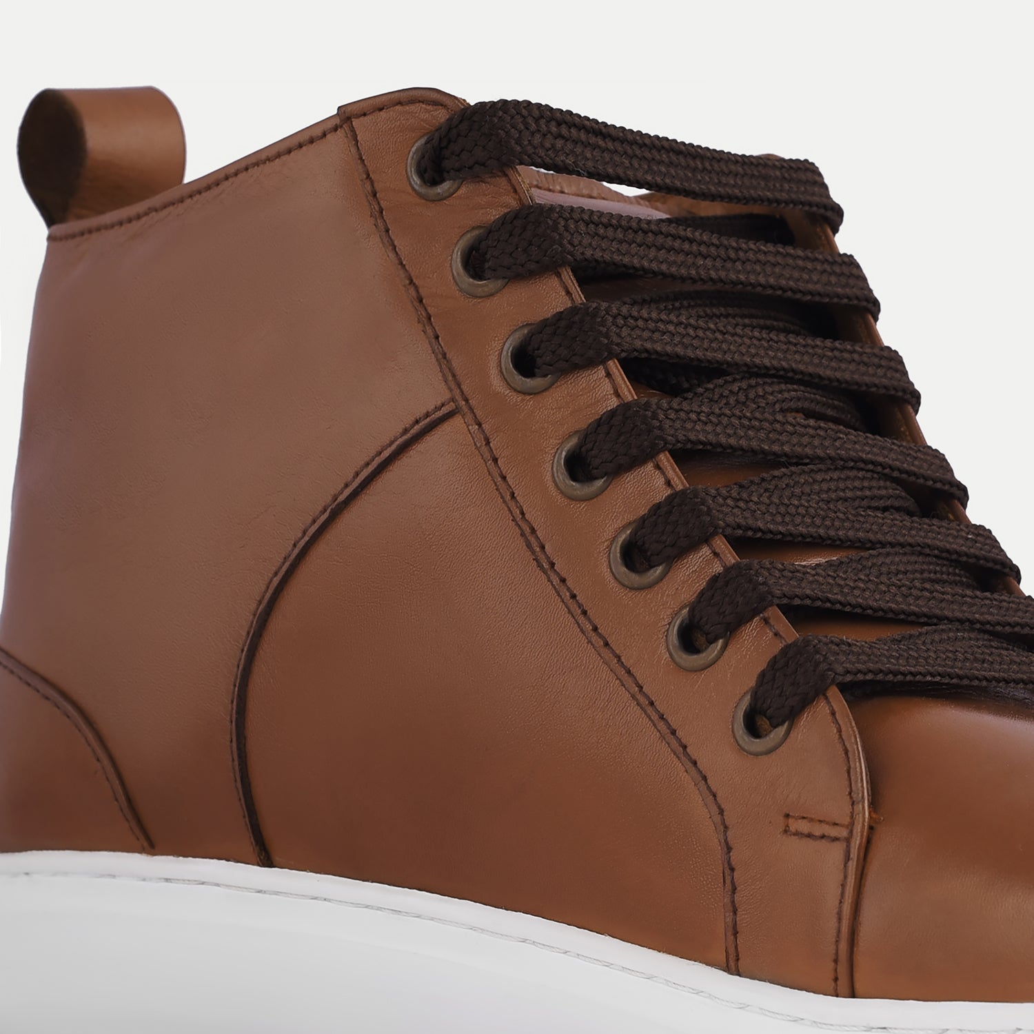 Men s Marty High Top Tan Leather Sneakers The Jacket Maker