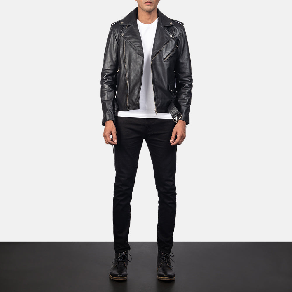 Men's Allaric Alley Black Leather Biker Jacket – The Jacket Maker