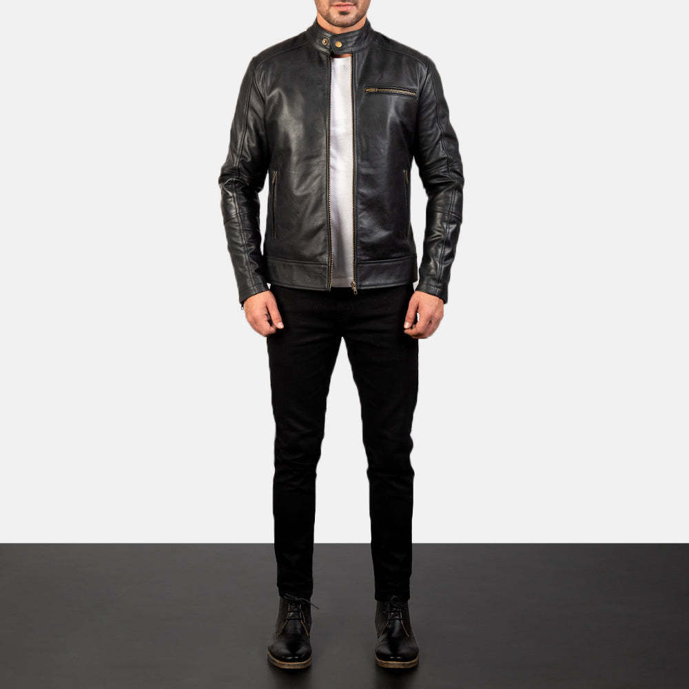 Men's Dean Black Leather Biker Jacket – The Jacket Maker