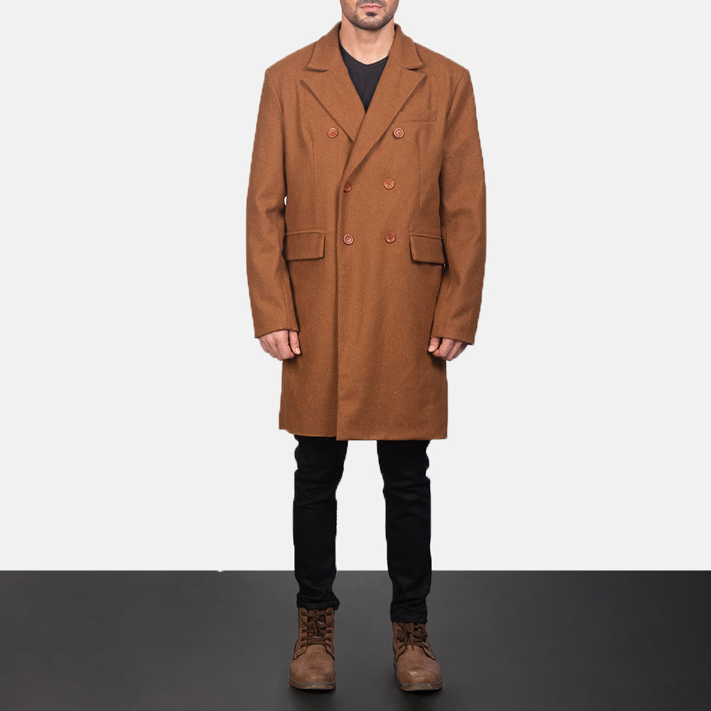 Men s Claud Khaki Wool Double Breasted Coat The Jacket Maker